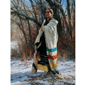 She Waits - Native American Indian woman by western artist Martin Grelle