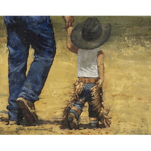 I Wanna Be Like You - Father and son by prairie artist Marsha Lehmann