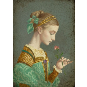 First Rose - girl with flower by portrait artist James Christensen