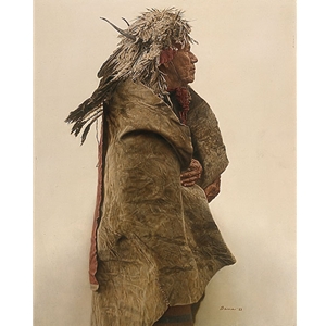 Crow Indian Wearing 1860's War Bonnet by James Bama
