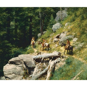Trail in the Bitter Roots - Nez Perce Indians on the Lolo Trail by western artist Howard Terpning