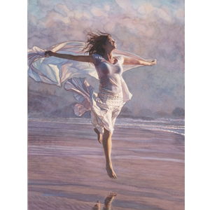 Boundless - woman dancing on beach by figure artist Steve Hanks