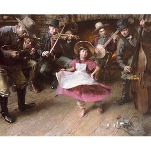 The Dance - young girl with cowby musicians by artist Morgan Weistling
