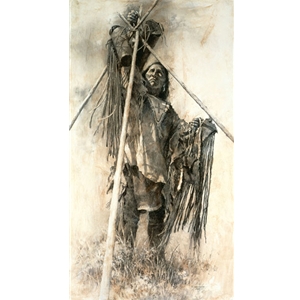 Guarding the Lodge - Blackfoot Warrior & Sacred Bundles by Howard Terpning