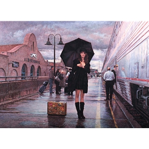 There are Places to go - girl waiting at Albuquerque Railroad Station by Steve Hanks