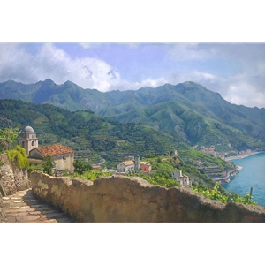 Amalfi Coast - overlooking Mediterranean town of Ravello by June Carey
