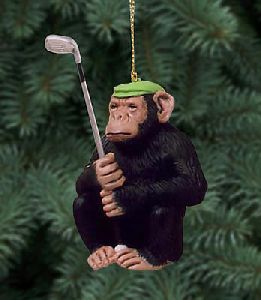 the chimp shot  - Christmas ornament - golf humor by Will Bullas