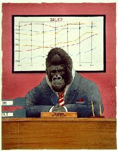 Monkey Business - Gorilla as CEO by humor artist Will Bullas