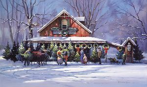 Christmas at the Flower Market by Paul Landry
