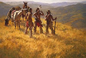 Dust of Many Pony Soldiers /The Warrior by western artist Howard Terpning