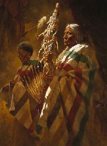 Thunderpipe and the Holy Man by western artist Howard Terpning