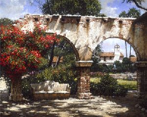 The Jewel - Mission San Juan Capistrano by landscape artist George Hallmark