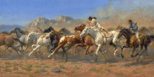 The Mestenera - Horse Herders by western artist Andy Thomas